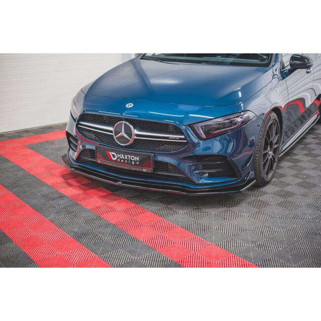 Maxton Design Front Ansatz V.1 / V1 für Mercedes A35 AMG / AMG-Line W177  schwarz Hochglanz