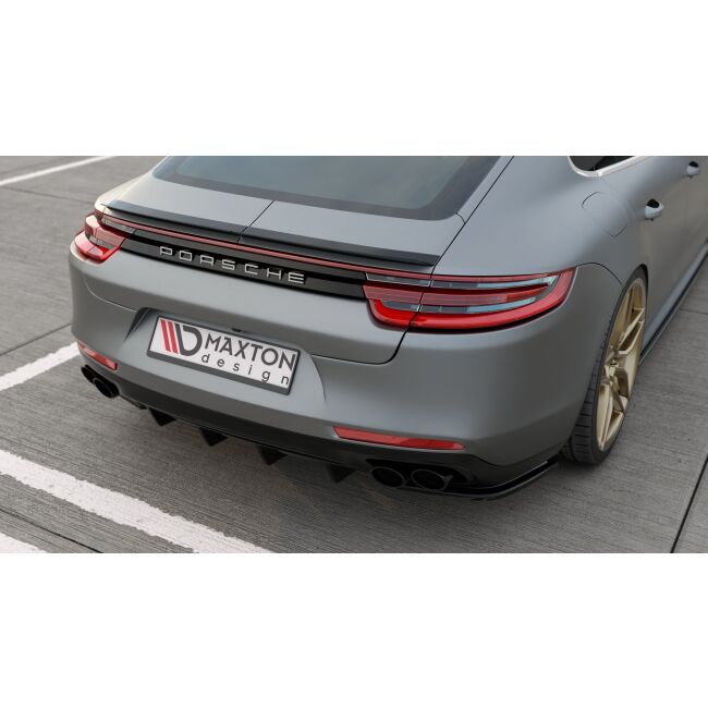 Maxton Design Heckdiffusor Ansatz für Porsche Panamera Turbo 971 schwarz Hochglanz