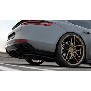 Maxton Design Heck Ansatz Flaps Diffusor für Porsche Panamera Turbo 971 schwarz Hochglanz