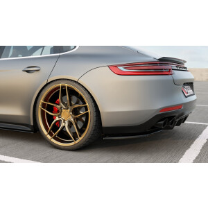 Maxton Design Heck Ansatz Flaps Diffusor für Porsche Panamera Turbo 971 schwarz Hochglanz