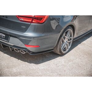 Maxton Design Heck Ansatz Flaps Diffusor V.2 / V2 für Seat Leon Cupra Mk3 FL Sportstourer schwarz Hochglanz