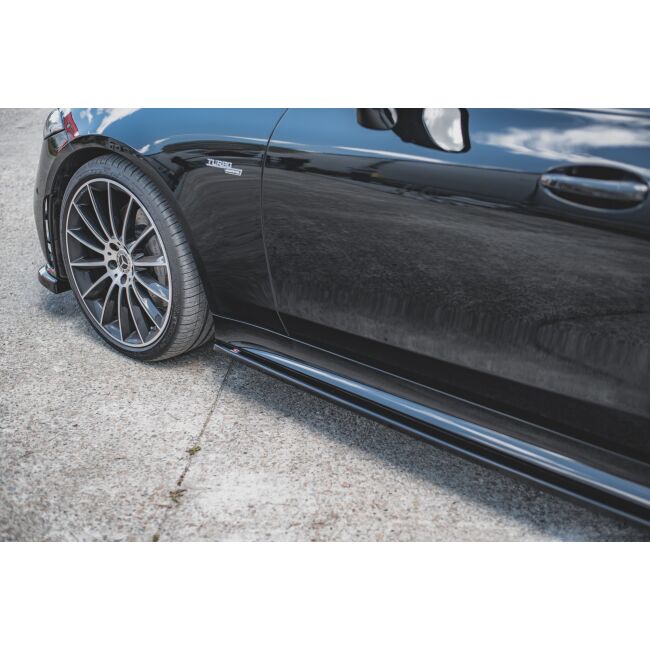 Maxton Design Seitenschweller Ansatz für Mercedes-Benz CLS AMG-Line / 53AMG C257 schwarz Hochglanz