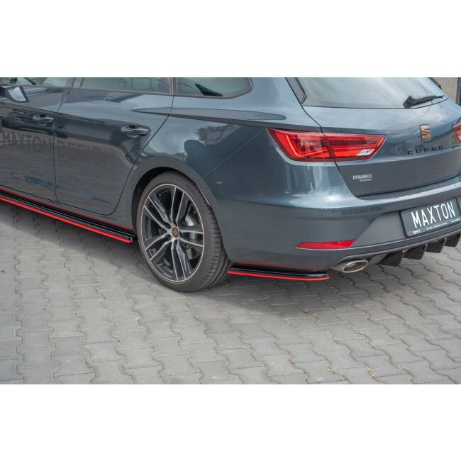 Maxton Design Heck Ansatz Flaps Diffusor V.4 / V4 für Seat Leon Cupra Mk3 FL Sportstourer schwarz Hochglanz