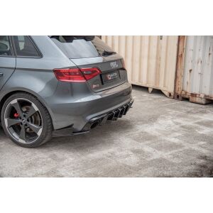 Maxton Design Robuste Racing Heck Ansatz Flaps Diffusor +Flaps für Audi RS3 8V Sportback schwarz Hochglanz