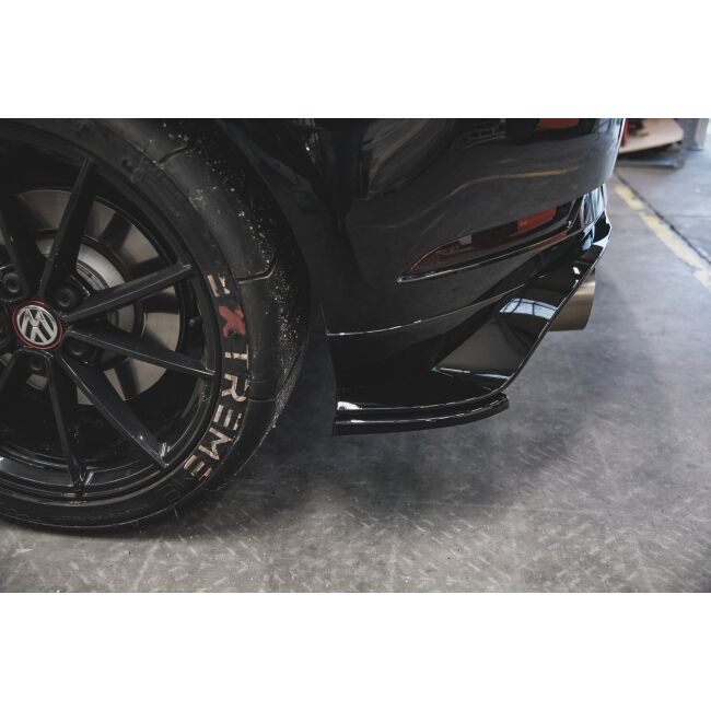 Maxton Design Heck Ansatz Flaps Diffusor für VW Golf 7 GTI TCR schwarz Hochglanz
