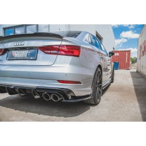 Maxton Design Heck Ansatz Flaps Diffusor V.2 / V2 für Audi S3 Limousine 8V Facelift schwarz Hochglanz