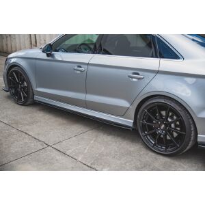 Maxton Design Seitenschweller Ansatz für V.2 / V2 für Audi S3 / A3 S-Line Limousine 8V Facelift schwarz Hochglanz
