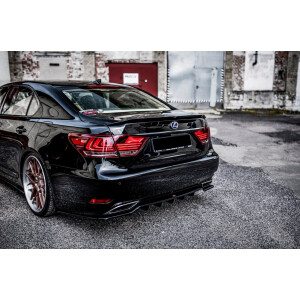 Maxton Design Mittlerer Heckdiffusor Ansatz DTM Look für Lexus LS Mk4 Facelift schwarz Hochglanz