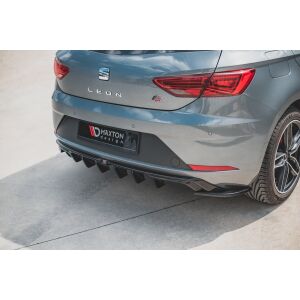 Maxton Design Heckdiffusor Ansatz für SEAT Leon Mk3 FR Facelift schwarz Hochglanz