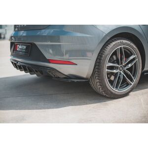 Maxton Design Heck Ansatz Flaps Diffusor für SEAT Leon Mk3 FR Facelift schwarz Hochglanz