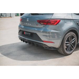 Maxton Design Heck Ansatz Flaps Diffusor für SEAT Leon Mk3 FR Facelift schwarz Hochglanz