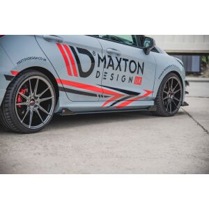 Maxton Design Robuste Racing Seitenschweller Ansatz für für + Front Stoßstangen Racing Flaps passend für Ford Fiesta Mk8 ST / ST-Line schwarz Hochglanz