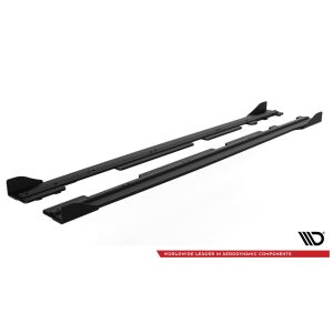 Maxton Design Robuste Racing Seitenschweller Ansatz für für + Front Stoßstangen Racing Flaps passend für Ford Fiesta Mk8 ST / ST-Line schwarz Hochglanz