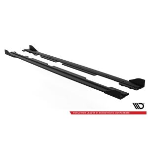 Maxton Design Robuste Racing Seitenschweller Ansatz für für + Front Stoßstangen Racing Flaps passend für Ford Fiesta Mk8 ST / ST-Line schwarz Hochglanz