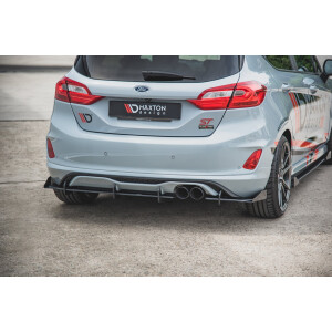 Maxton Design Robuste Racing Heckdiffusor Ansatz +Flaps für Ford Fiesta Mk8 ST schwarz Hochglanz