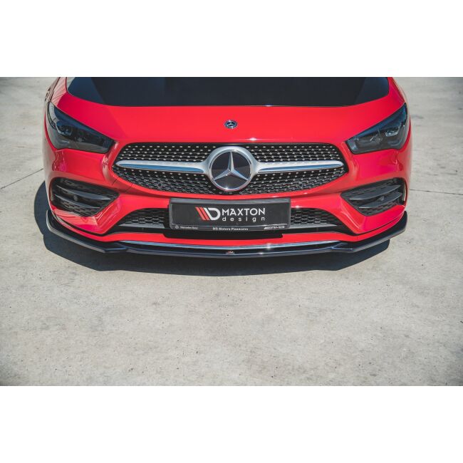 Maxton Design Front Ansatz V.1 / V1 für Mercedes-Benz CLA AMG-Line C118 schwarz Hochglanz