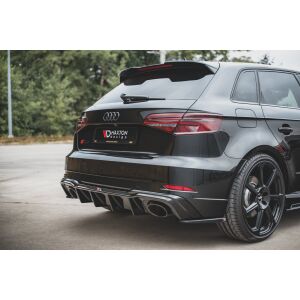 Maxton Design Heck Ansatz Flaps Diffusor V.2 / V2 für Audi RS3 8V Sportback Facelift schwarz Hochglanz