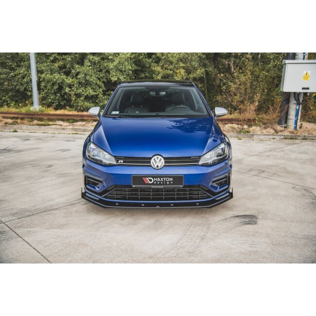 Maxton Design Robuste Racing Front Ansatz für passend +Flaps für VW Golf 7 R / R-Line Facelift schwarz Hochglanz