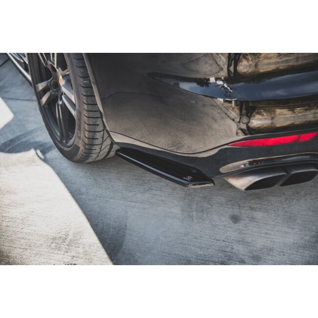 Maxton Design Heck Ansatz Flaps Diffusor für Porsche Panamera Turbo 970 Facelift schwarz Hochglanz