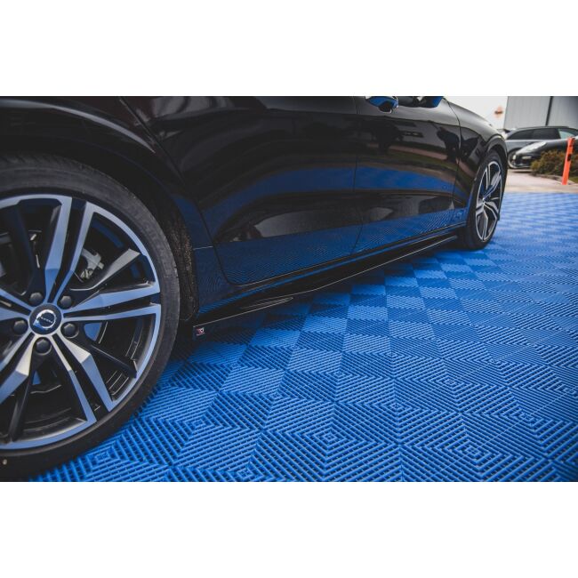 Maxton Design Seitenschweller Ansatz für V.1 / V1 für Volvo S60/V60 R-Design Mk3 schwarz Hochglanz