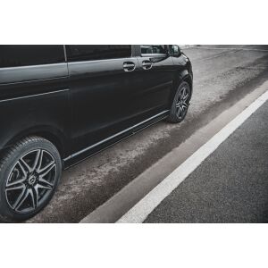 Maxton Design Seitenschweller Ansatz für Mercedes-Benz V-Klasse Long AMG-Line W447 Facelift schwarz Hochglanz