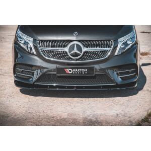 Maxton Design Front Ansatz V.2 / V2 für Mercedes-Benz V-Klasse AMG-Line W447 Facelift schwarz Hochglanz