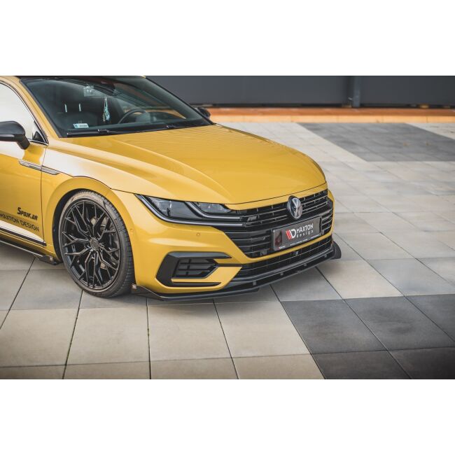 Maxton Design Robuste Racing Front Ansatz für passend +Flaps für Volkswagen Arteon R-Line schwarz Hochglanz