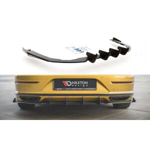 Maxton Design Robuste Racing Heckdiffusor Ansatz +Flaps für Volkswagen Arteon R-Line schwarz Hochglanz