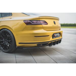 Maxton Design Robuste Racing Heckdiffusor Ansatz +Flaps für Volkswagen Arteon R-Line schwarz Hochglanz