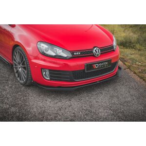 Maxton Design Robuste Racing Front Ansatz V.3 / V3 für passend +Flaps für Volkswagen Golf GTI Mk6 schwarz Hochglanz