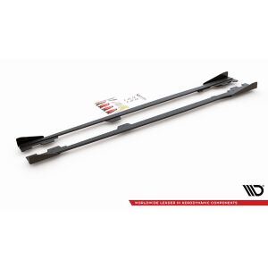 Maxton Design Robuste Racing Seitenschweller Ansatz für für + Flaps BMW 1er F21 M135i / M140i / M-Paket schwarz Hochglanz