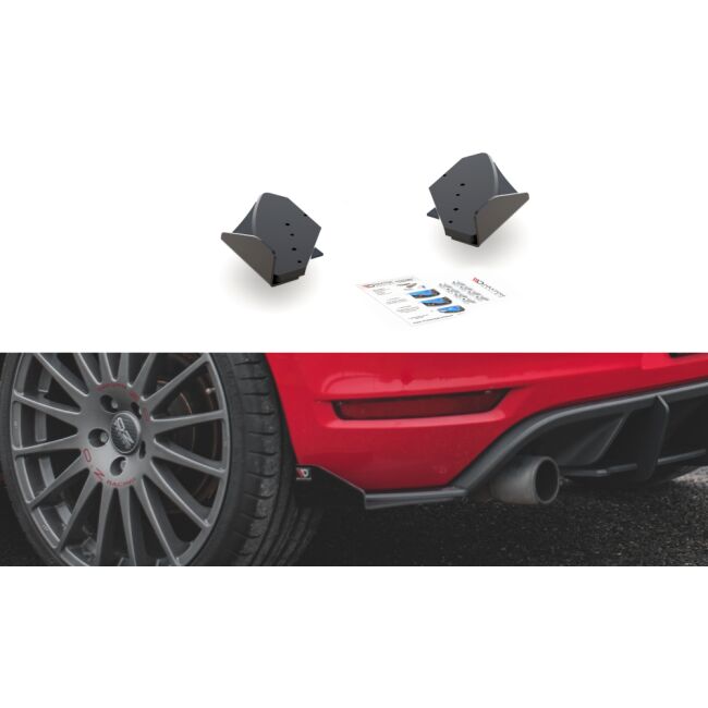 Maxton Design Robuste Racing Heck Ansatz Flaps Diffusor +Flaps für Volkswagen Golf GTI Mk6 schwarz Hochglanz