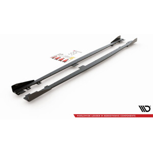Maxton Design Robuste Racing Seitenschweller Ansatz für für V.2 / V2 + Flaps BMW 1er F20 M135i / M140i / M-Paket schwarz Hochglanz