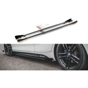 Maxton Design Robuste Racing Seitenschweller Ansatz für für V.2 / V2 + Flaps BMW 1er F20 M135i / M140i / M-Paket schwarz Hochglanz