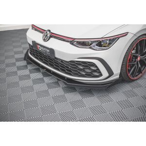 Maxton Design Robuste Racing Front Ansatz für passend +Flaps für Volkswagen Golf 8 GTI schwarz Hochglanz