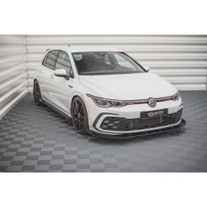 Maxton Design Robuste Racing Front Ansatz für passend +Flaps für Volkswagen Golf 8 GTI schwarz Hochglanz