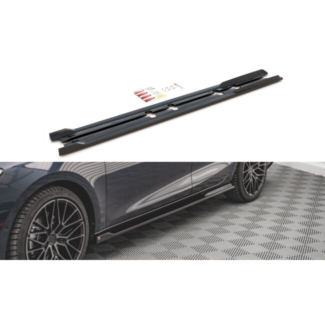 Maxton Design Seitenschweller Ansatz für V.2 / V2 für Seat Leon FR Mk4 / Cupra Leon  schwarz Hochglanz