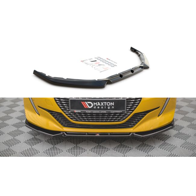 Maxton Design Front Ansatz V.1 / V1 für Peugeot 208 Mk2 schwarz Hochglanz