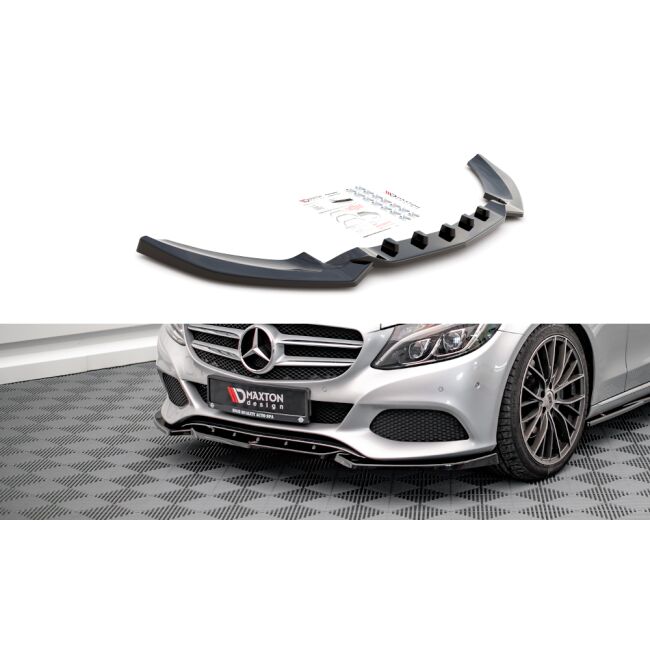 Maxton Design Front Ansatz für Mercedes-Benz C W205 schwarz Hochglanz