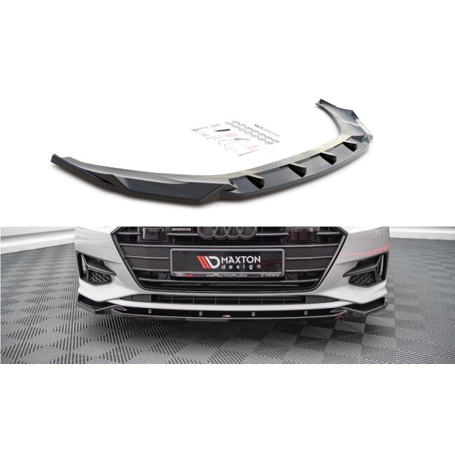 Maxton Design Front Ansatz V.2 / V2 für Audi A7 C8 schwarz Hochglanz