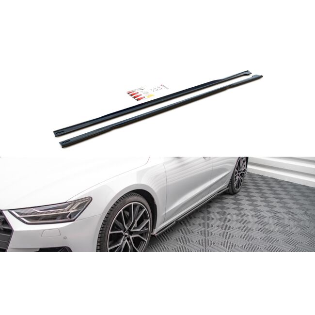 Maxton Design Seitenschweller Ansatz für Audi A7 C8 schwarz Hochglanz