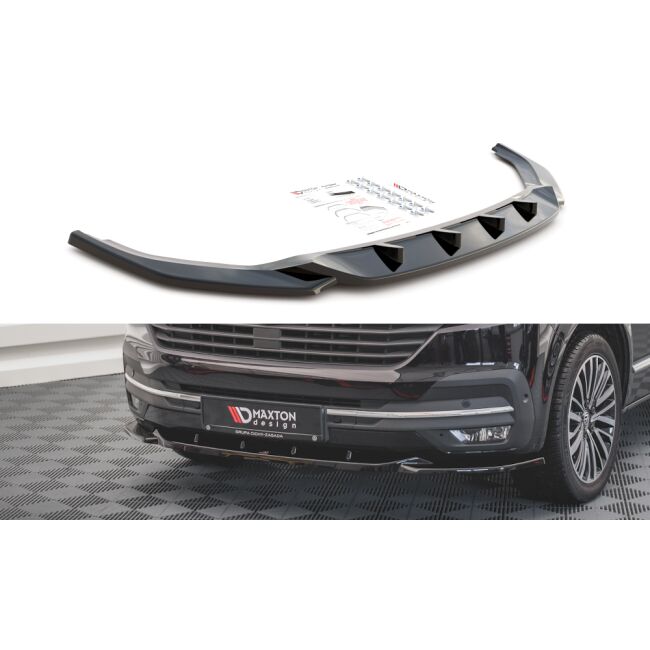 Maxton Design Front Ansatz V.2 / V2 für Volkswagen T6 Facelift schwarz Hochglanz