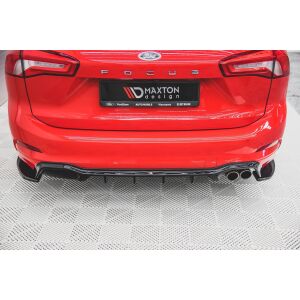 Maxton Design Heck Ansatz Flaps Diffusor V.3 / V3 für Ford Focus ST-Line Kombi Mk4 schwarz Hochglanz