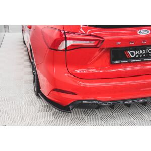 Maxton Design Heck Ansatz Flaps Diffusor V.3 / V3 für Ford Focus ST-Line Kombi Mk4 schwarz Hochglanz