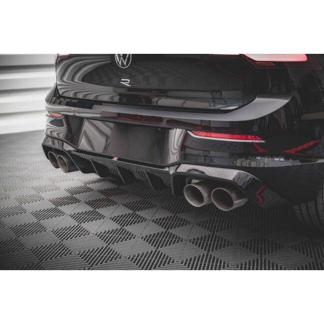 Maxton Design Heckdiffusor Ansatz V.1 / V1 für Volkswagen Golf R Mk8 schwarz Hochglanz