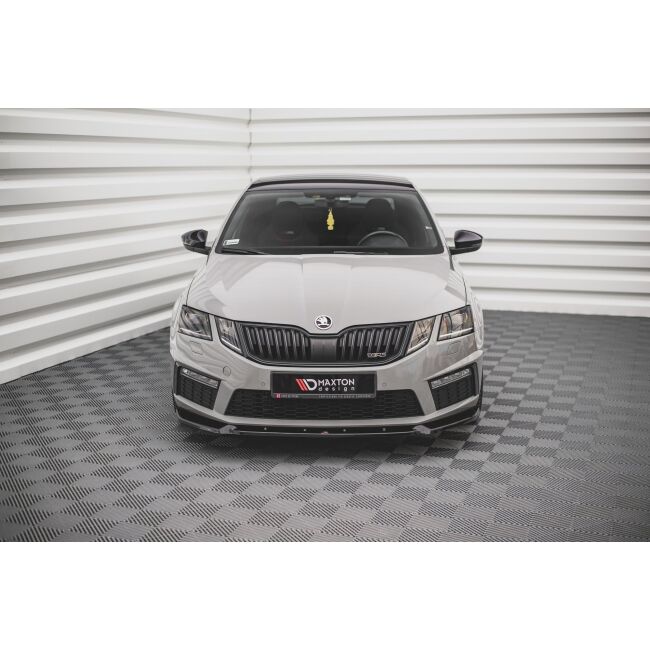 Maxton Design Front Ansatz V.2 / V2 für Skoda Octavia RS Mk3 Facelift schwarz Hochglanz