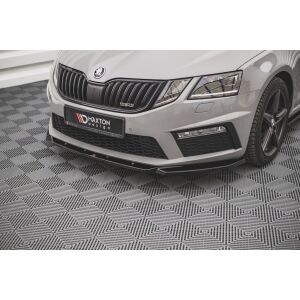 Maxton Design Front Ansatz V.3 / V3 für Skoda Octavia RS Mk3 Facelift schwarz Hochglanz