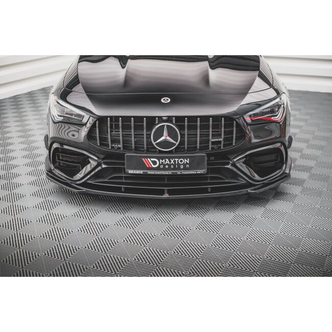 Maxton Design Front Ansatz V.1 / V1 für Mercedes-AMG CLA 45 Aero C118 schwarz Hochglanz