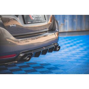 Maxton Design Heckdiffusor Ansatz für + Endschalldampfer Sportauspuff Attrappe Peugeot 308 SW Mk2 Facelift
