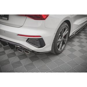 Maxton Design Heck Ansatz Flaps Diffusor V.2 / V2 für Audi S3 Sportback 8Y schwarz Hochglanz